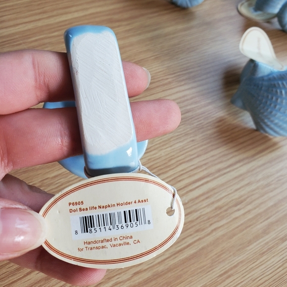 Seashell beachy coastal ceramic napkin rings set of four - Picture 4 of 7